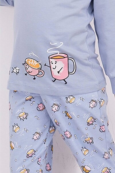 Arnetta Set de pijamale cu mânecă lungă pentru fete Coffee Blue