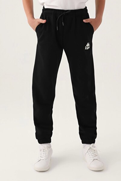 Kappa Pantaloni de sport pentru băiat cu șireturi cu talie neagră