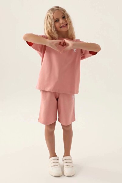 U.S. Polo Assn. US Polo Assn Licensed Simple Orange Girl Bermuda Suit