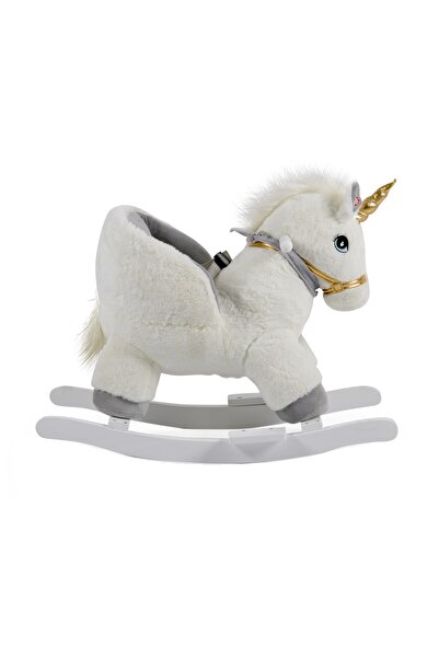 Moni Plush rocking chair for children with backrest and sounds, Moon Unicorn, Grey