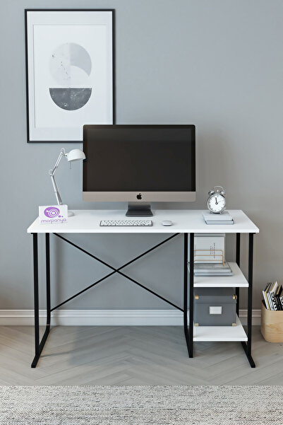 Morpanya Katres Metal Çalışma Masası 2 Raflı Laptop Bilgisayar Masası Ofis De...