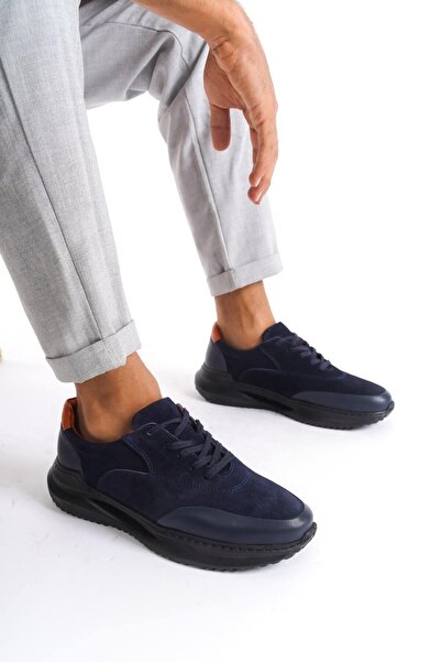 Mubiano Genuine Leather Mbkry301-Lcv Men's Navy Blue Sneaker & Sports Shoes