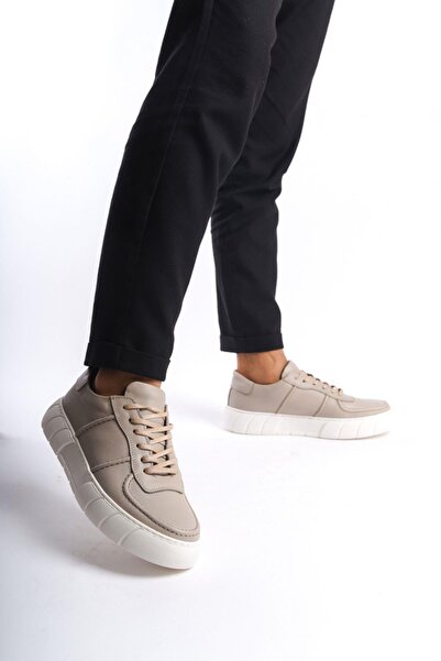 Mubiano Genuine Leather Men's Sports Shoes & Sneakers Nude -Mbkry650-N