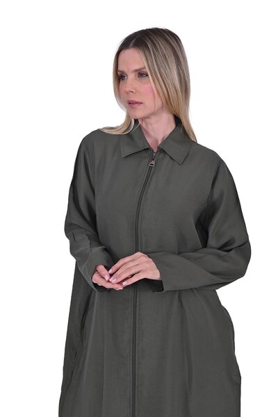 Invee Men's Collar Zipper Detailed Modal Cap Green