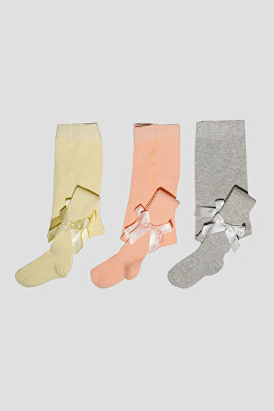 Defne Baby 3 Adet Kurdele Aksesuarlı Pamuklu Kız Çocuk Ve Bebek Külotlu Çorap