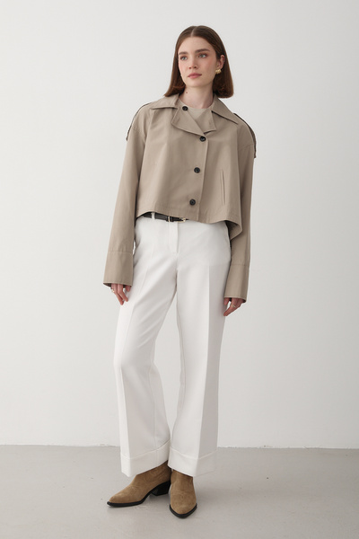 JASTE Women's Khaki Double Breasted Collar Trench Coat