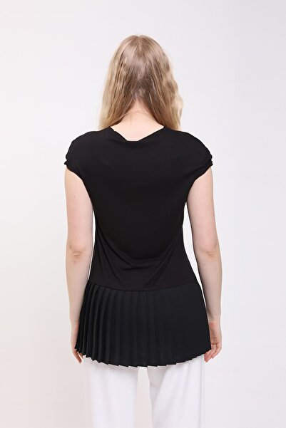 Invee Плисирана туника от пениран памук, ЧЕРНА