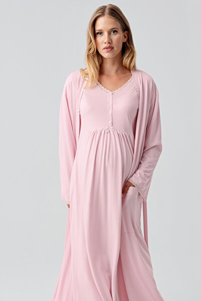 Artış Σετ νυχτικό με μακρυμάνικο ελαστικό νυχτικό με κουμπιά