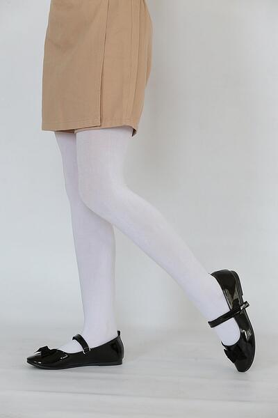 MEBA Soft Viskon Okul Çorabı Çocuk Külotlu Çorap Beyaz