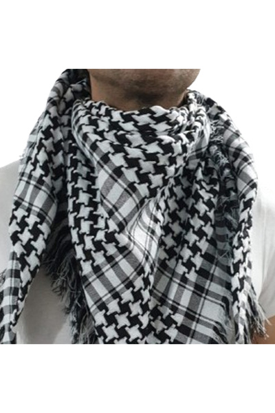Bima Ticaret Unisex Günlük Kullanıma Uygun Büyük Boy 100x100 cm Puşi , Poşu, Kefiye Beyaz Şal