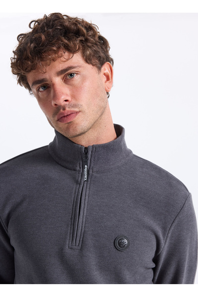 Discovery Expedition D5WM-SWT3941 Antrasit Melanj Dik Yaka Relaxed Düz Erkek ...