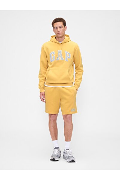 GAP Erkek Sarı Logo Relaxed Fleece Sweatshirt
