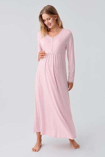 Artış Σετ νυχτικό με μακρυμάνικο ελαστικό νυχτικό με κουμπιά