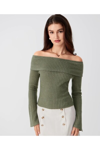 ARDSU CIDER Pulover tricotat cu mâneci lungi, cu umările expuse