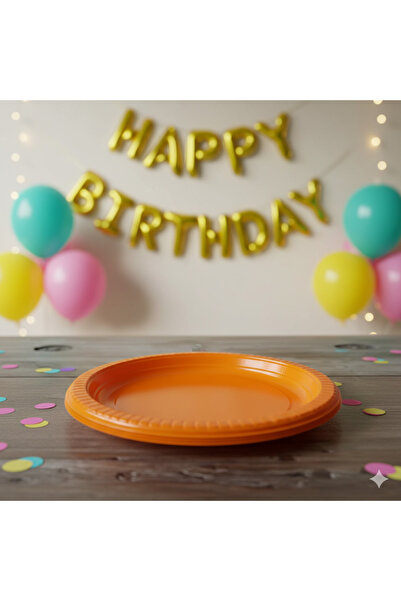 Deniz Party Store Turuncu Plastik Kullan At Tabak 25 Adet 22 Cm