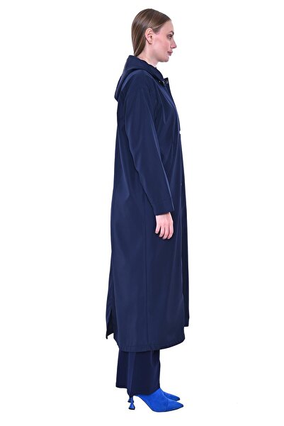 Invee Art Long Raincoat Dark Blue