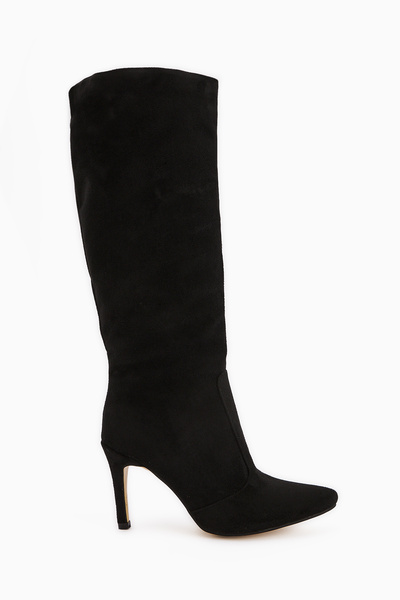 Limoya Γυναικείες μπότες Lucine Black Suede με μυτερό μύτη με λεπτό τακούνι