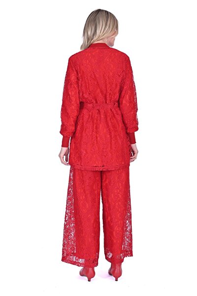 Invee Комплект з брюками та мереживною підкладкою, бордовий