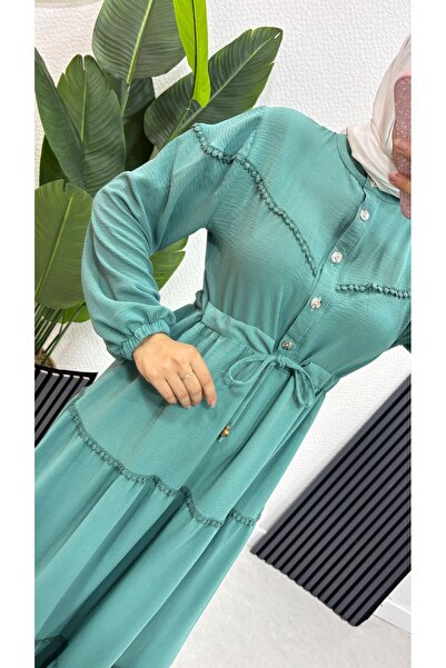 BURCU TESETTÜR Δαντελένιο φόρεμα με πατιό μπροστά 1155