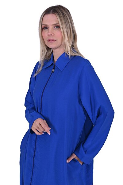 Invee Men's Collar Zipper Detailed Modal Cap Sax