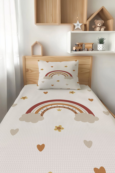 Şen Dekorasyon Rainbow Hearts 4 Seasons Children's Pique Set