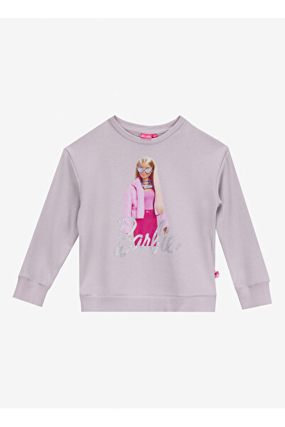Barbie Baskılı Kız Çocuk Gri Sweatshırt BRB5WG-SWT6631