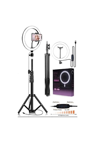 gaman Makyaj, Vlog ve İnfluencer Çekimleri İçin LED Ring Işık Tripodlu - 3 Fa...