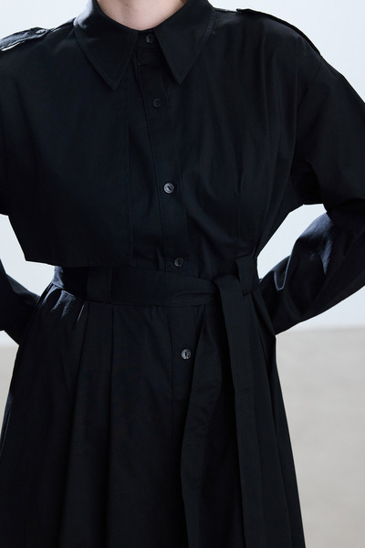 BE BLUE Μαύρο βαμβακερό φόρεμα