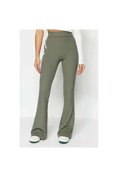 Intisimo Παντελόνι καμπάνα με ραβδώσεις, λύκρα, ριγέ, ΕΝΙΣΧΥΜΕΝΟ, χακί πράσιν...