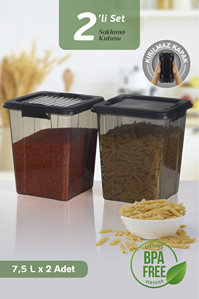 MOİ 2-Piece Organizer Box 7.5L Grain and Food Container with Locking Lid Organizer Detergent Holder Storage Box