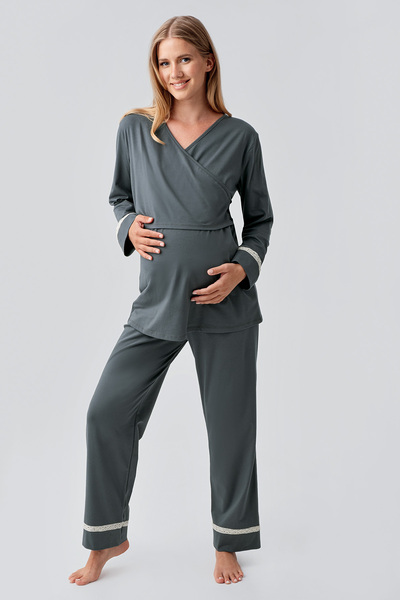 Artış Long Sleeve Flexible Cotton Maternity Pajama Set