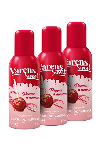 Ulric De Varens Varens Sweet Pomme d’Amour İştahlandırıcı Meyvemsi Şekerli Kadın Body Fragrance Deodorant Set3x150ML