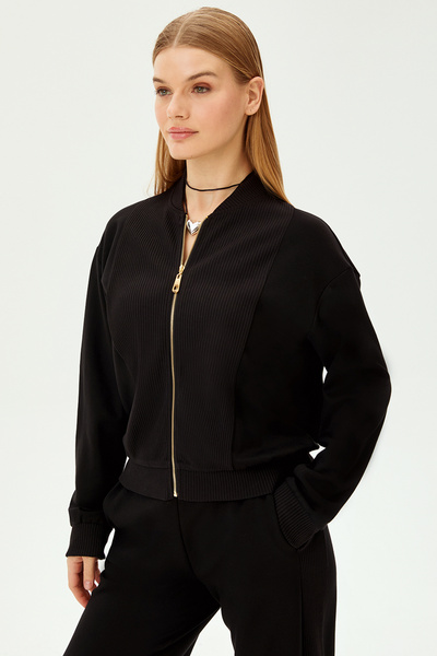 Allyco Hanorac obișnuit din bumbac cu fermoar auriu