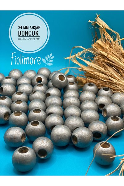 Fiolimore 24 mm srebrno-sive drvene perle (13 komada) okrugle Makrame Torba d...