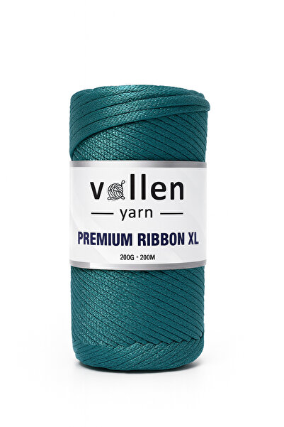 vollen yarn Premium 200gr/4mm Polyester Ribbon Ip,makrome Ipi,çanta Ipi,hobi Ipi,supla Ipi,petrol Mavi