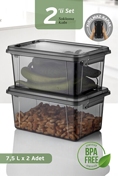 MOİ 2-Piece 7.5L Flour Grain Food Container with Locking Lid Bathroom Organizer Detergent Dispenser Storage Box 2X7.5L