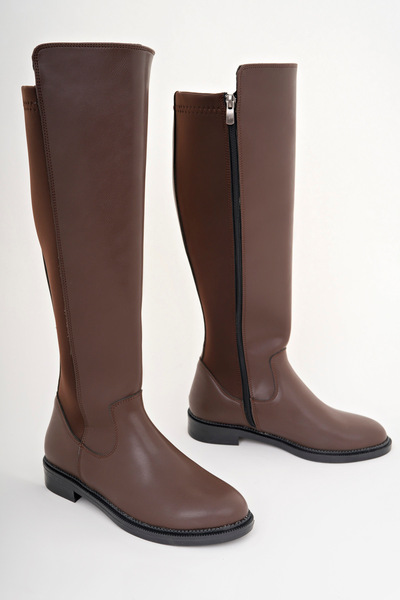 Lölük Moda Γυναικείες καθημερινές μπότες Elastic Strec Enpar coffee Skin 41-42- Διαθέσιμο