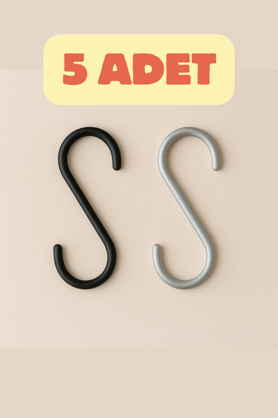 THE SIMPLE STYLE S Metal Askı - S Kanca - 5ADET Siyah