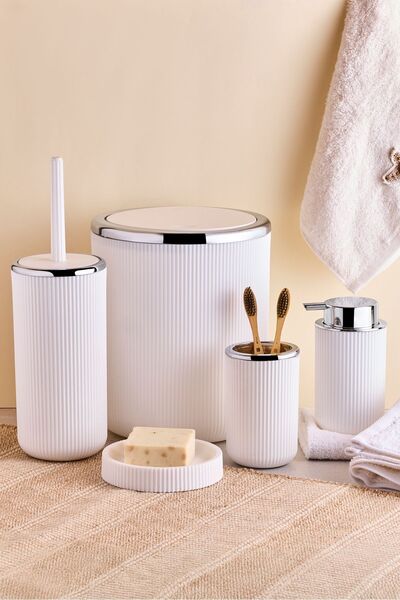 Perotti Lisbone Beyaz 5 Parça Kovalı Banyo Seti Krom Kaplama