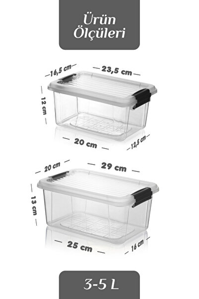 MOİ Set of 2 Flour Legumes Food Container with Locking Lid - Multi-Purpose Organizer Detergent Storage Box 3L-5L