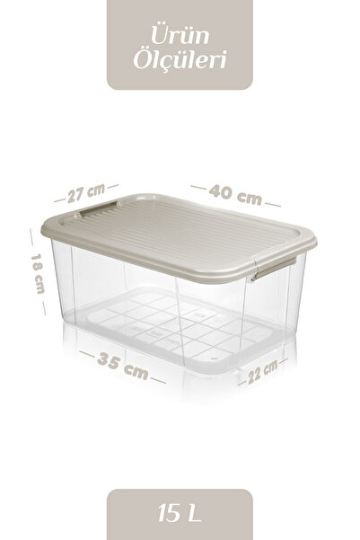 MOİ 2'li Mega 15L Un Bakliyat Erzak Kabı - Kilitli Kapaklı Banyo Düzenleyici Deterjanlık Saklama Kutusu