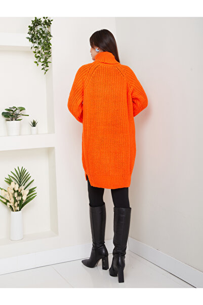 RACE FASHİON Pulover lung din tricot cu decolteu cu guler RC8008