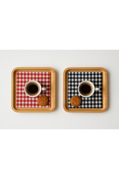 senmasy Senmay Mixed Color Breakfast Side/ Coffee Side Presentation Napkin/2-Piece Set Red Black