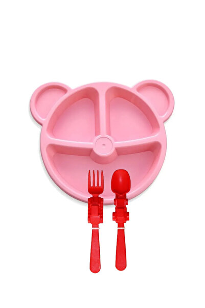 Plastlife Ayıcık Şekilli Mama & Yemek Tabağı, (3 Bölmeli) + Araç Figürlü Plas...