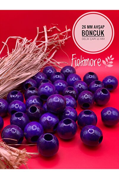 Fiolimore 26 mm ljubičaste drvene perle (10 komada) okrugle Makrame Torba diz...