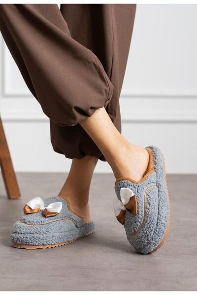 StWenn Χαριτωμένες παντόφλες σπιτιού με κορδέλα Αντιολισθητική σόλα Χειμερινές γυναικείες παντόφλες σπιτιού για 4 εποχές