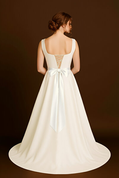 ASL Kare Yaka Nikah Elbisesi