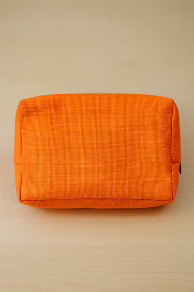 MANU حقيبة مكياج وتخزين متعددة الأغراض برتقالية نيون طاردة للماء