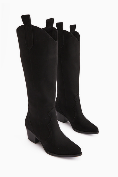 Limoya Γυναικείες μπότες Lhena Black Suede Western Pull-on