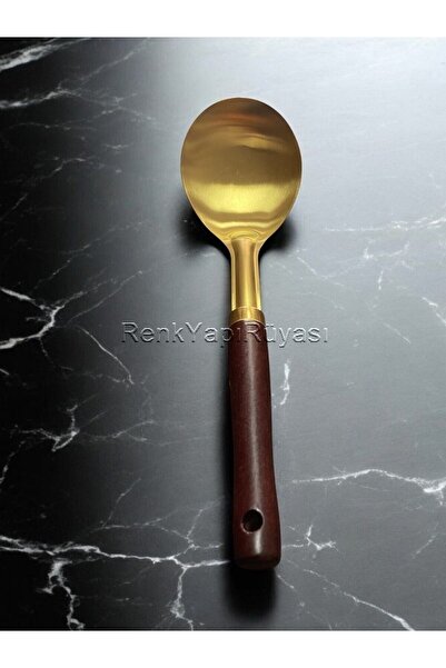 RENK YAPI RÜYASI 29 cm Gold Serving Spoon Presentation Scoop Steel Stainless Salad Spoon Spoon Scoop